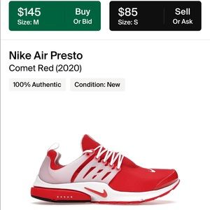 Nike Air Presto Comet Red.